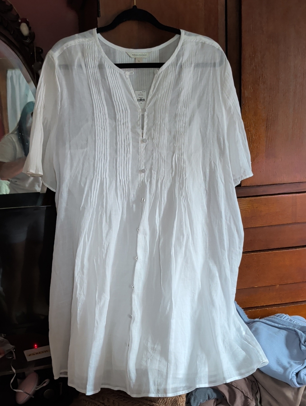 Banana Republic White Pintuck Button-Front Mini Dress